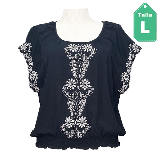 [5694] Blusa Poetry Negro- L