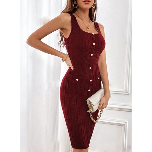 [5761] Vestido Shein Vinotinto- M