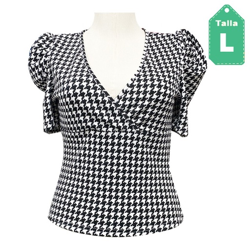 [5754] Blusa Shein Blanco y Negro- L