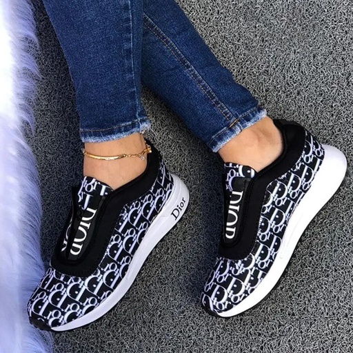 [5722] Zapatos Deportivos Negro y Blanco- 40