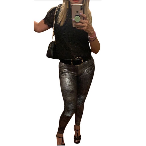 [5850] Pantalon Zara Metalizado- S