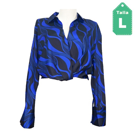 [5866] Blusa Shein Negro y Azul Rey- L