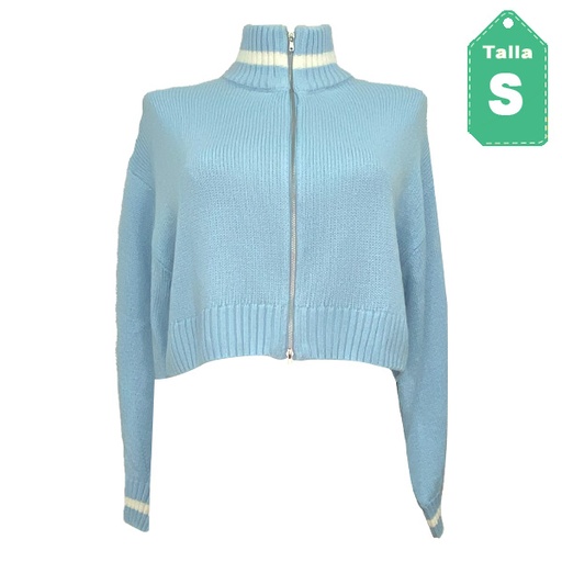 [5925] Sweater HyM Azul Claro y Blanco- S