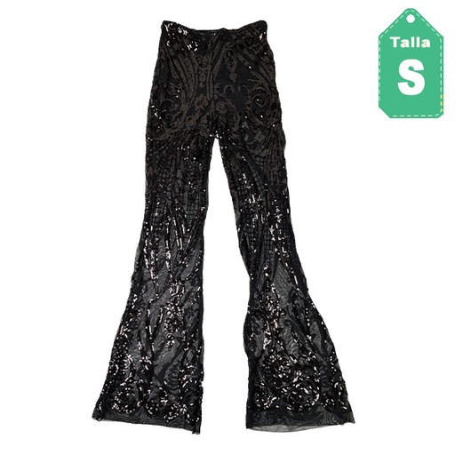 [6085] Pantalon Negro Lentejuelas- S