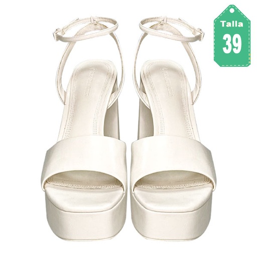 [6093] Tacones Stradivarius Blanco- 39
