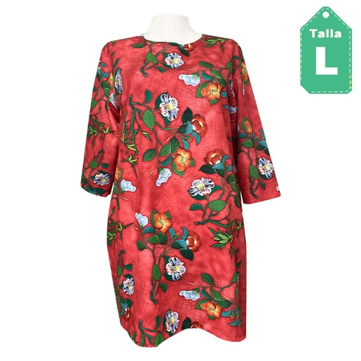 [6095] Vestido Rojo Floral- L