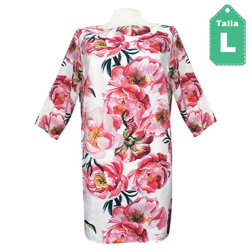 [6096] Vestido Blanco Floral- L