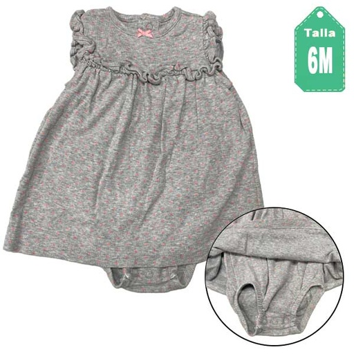[6163] Vestido Carter´s Gris y Coral- 6M