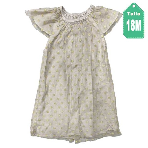 [6169] Vestido EPK Beige y Dorado- 18M