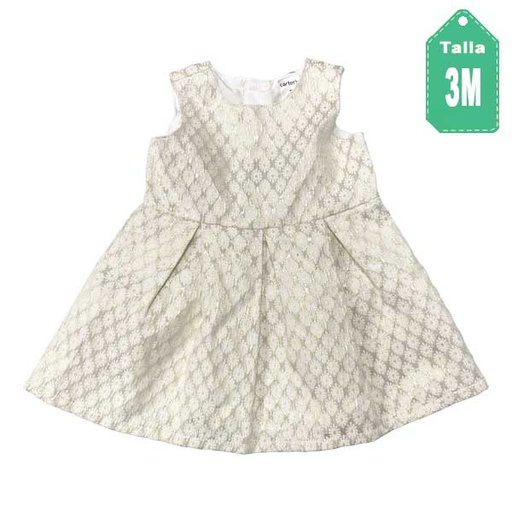 [6175] Vestido Carter´s Blanco y Dorado- 3M