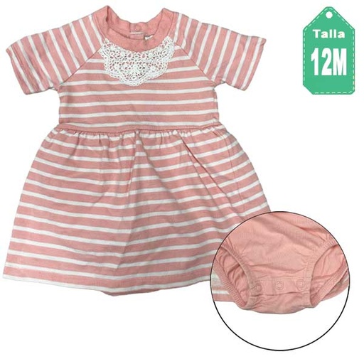 [6210] Vestido Carter´s Rosa Vieja y Blanco- 12M