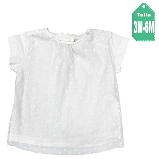 [6216] Blusa Zara Baby Girls Blanco- 3/6M
