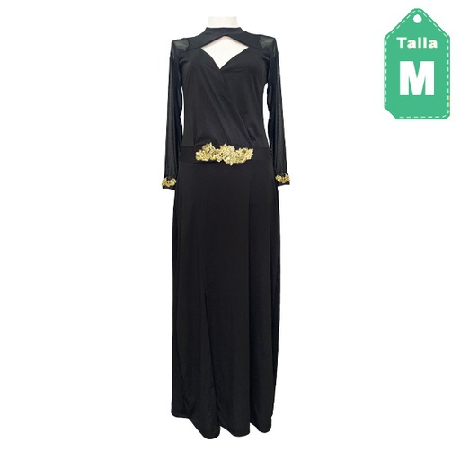 [6258] Vestido Negro y Dorado- M