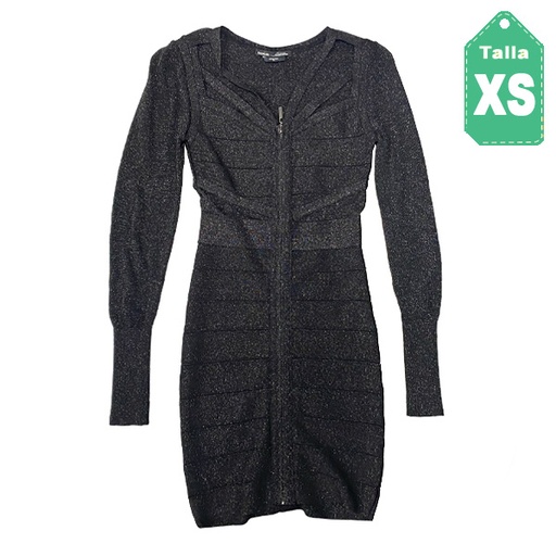 [6321] Vestido Bebe Negro Metalizado- XS