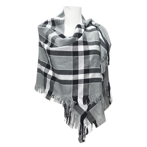 [6355] Pashmina Negro y Gris 