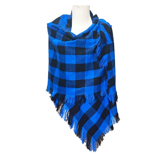 [6356] Pashmina Negro y Azul Rey