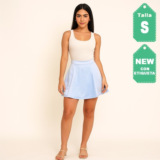 [6384] Falda Banana Azul Celeste- S