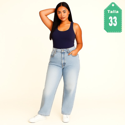 [6407] Mom Jeans Fashion Prelavado- 33