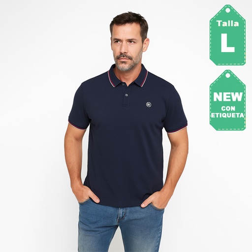 [6418] Chemise Perry Ellis Azul Oscuro- L 