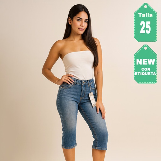 [6424] Jeans Tipo Capri Vigos Prelavado- 25