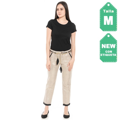 [6452] Pantalon Tipo Pescador Itoo Beige- M