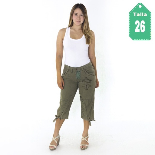 [6457] Pantalon Tipo Capri SL Verde Menta- 26