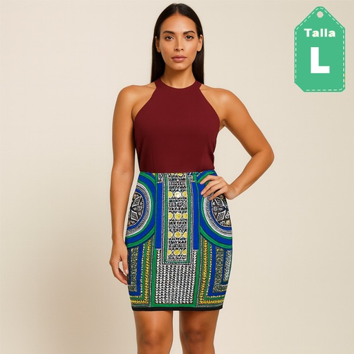 [6464] Falda Sharagano Multicolor- L