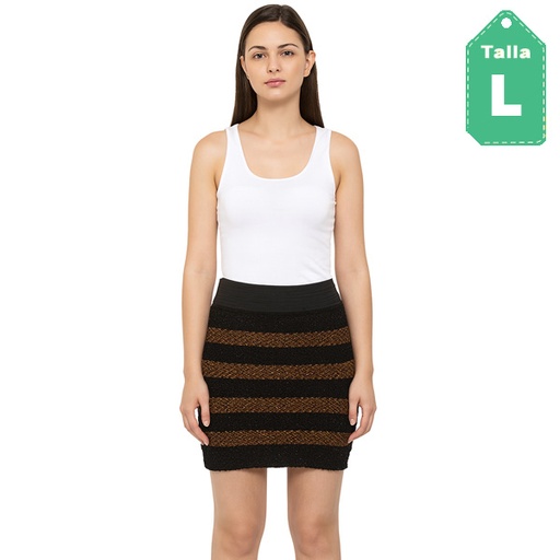 [6470] Falda Feline Negro y Marron- L