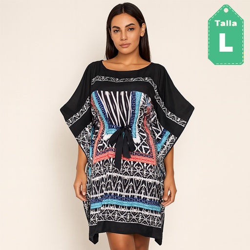 [6513] Vestido Sangria Estampado- L