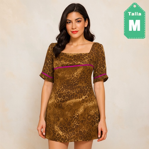 [6533] Vestido Animal Print- M