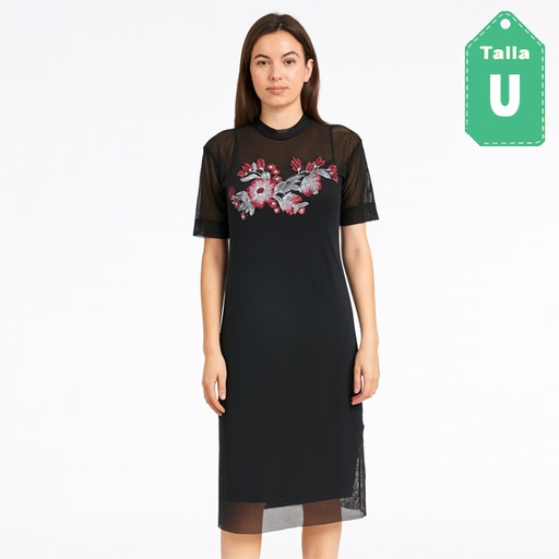 [6562] Sobretodo Malla Negro- Unica