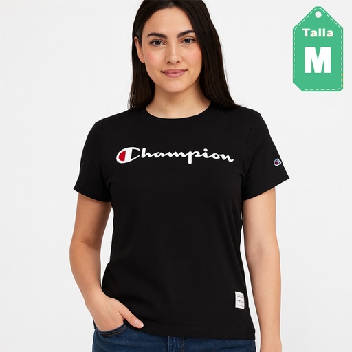 [6589] Camiseta Champion Negro- M