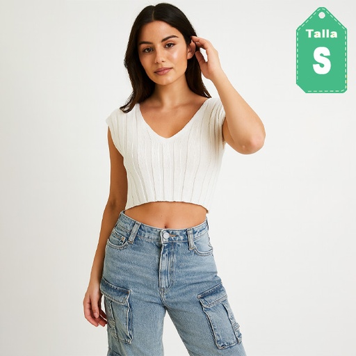 [6599] Pullover Forever21 Blanco- S