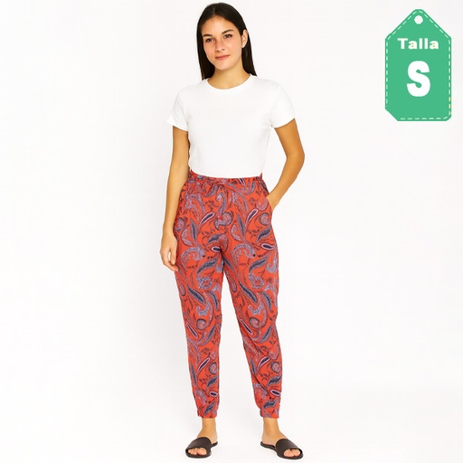 [6604] Pantalon Shosho Rosa Coral y Negro- S