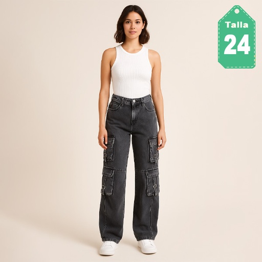 [6607] Cargo Jeans Zara Gray- 24