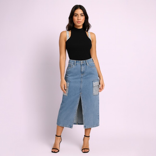 [6644] Falda Kiwi Prelavado