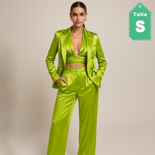 [6662] Conjunto Patystell Verde Satinado- S