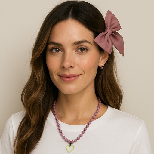 [6670] Collar Rosa Perlado