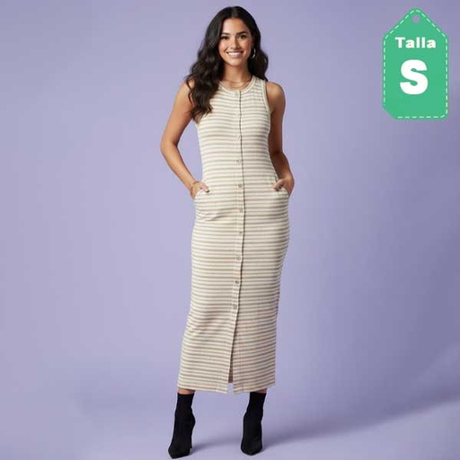 [6803] Vestido Shein Beige- S