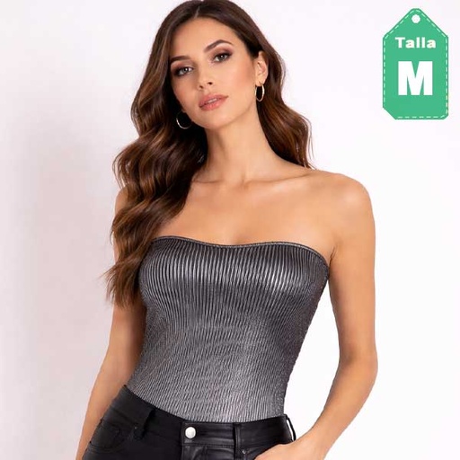 [6848] Straples Black Plateado- M