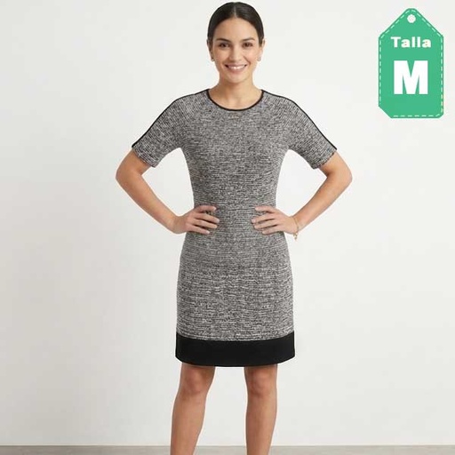 [6898] Vestido Love Ady Negro y Blanco-  M