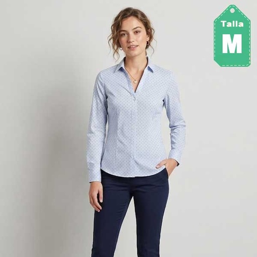 [6917] Camisa HyM Lunares- M
