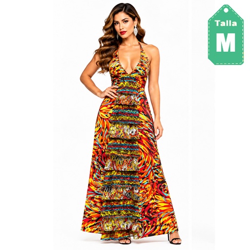 [6969] Vestido Playero Agua Bendita Multicolor- M