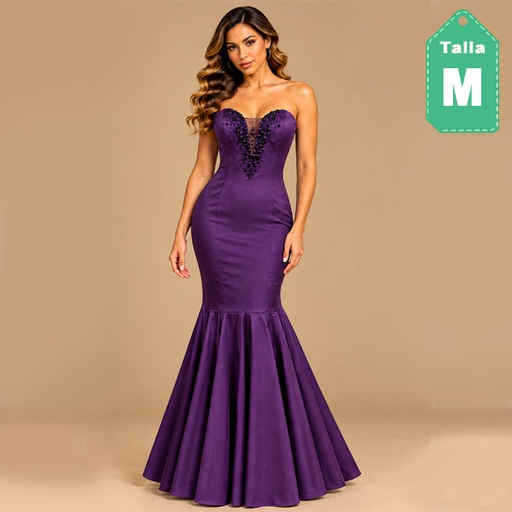 [6994] Vestido BEBE Morado y Negro- M 